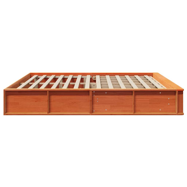 vidaXL Bed Frame Waxed Brown 180 x 200 cm Solid Pine Wood