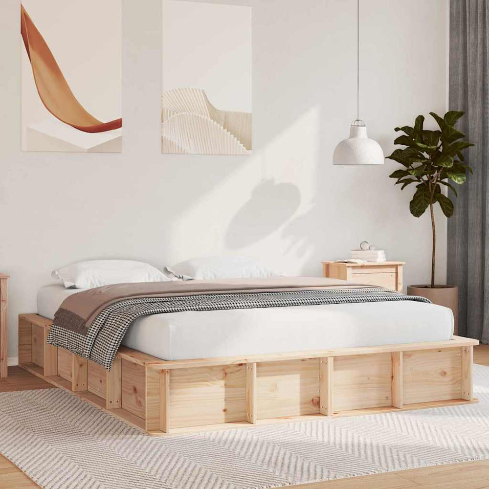 vidaXL Bed Frame Brown 160 x 200 cm Solid Pine Wood
