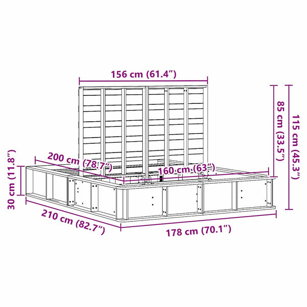 vidaXL Bed Frame Brown 160 x 200 cm Solid Pine Wood
