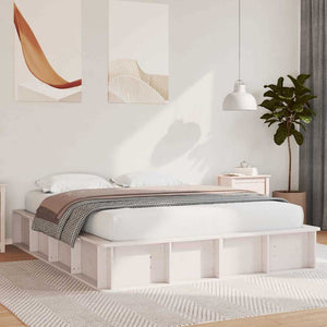 vidaXL Bed Frame White 160 x 200 cm Solid Pine Wood