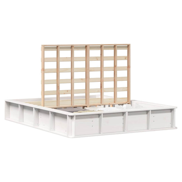 vidaXL Bed Frame White 160 x 200 cm Solid Pine Wood