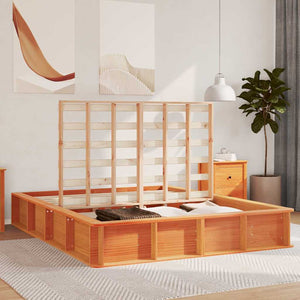 vidaXL Bed Frame Waxed Brown 160 x 200 cm Solid Pine Wood