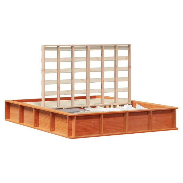 vidaXL Bed Frame Waxed Brown 160 x 200 cm Solid Pine Wood