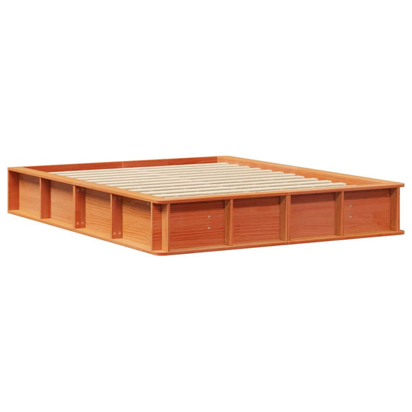 vidaXL Bed Frame Waxed Brown 160 x 200 cm Solid Pine Wood