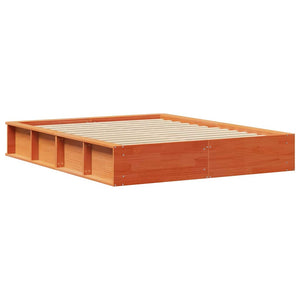 vidaXL Bed Frame Waxed Brown 160 x 200 cm Solid Pine Wood