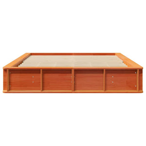 vidaXL Bed Frame Waxed Brown 160 x 200 cm Solid Pine Wood