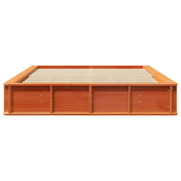 vidaXL Bed Frame Waxed Brown 160 x 200 cm Solid Pine Wood