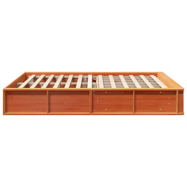 vidaXL Bed Frame Waxed Brown 160 x 200 cm Solid Pine Wood