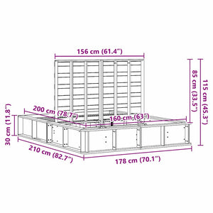 vidaXL Bed Frame Waxed Brown 160 x 200 cm Solid Pine Wood