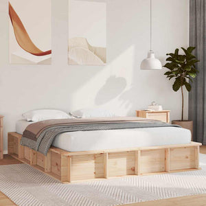 vidaXL Bed Frame Brown 150 x 200 cm Solid Pine Wood