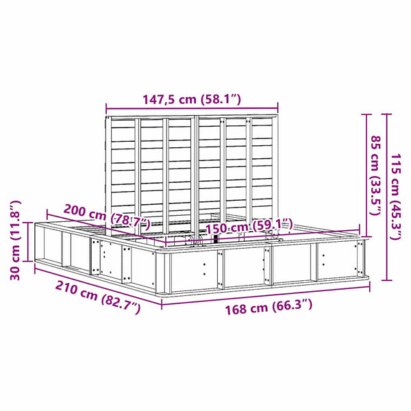 vidaXL Bed Frame Brown 150 x 200 cm Solid Pine Wood