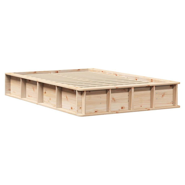 vidaXL Bed Frame Brown 140 x 200 cm Solid Pine Wood