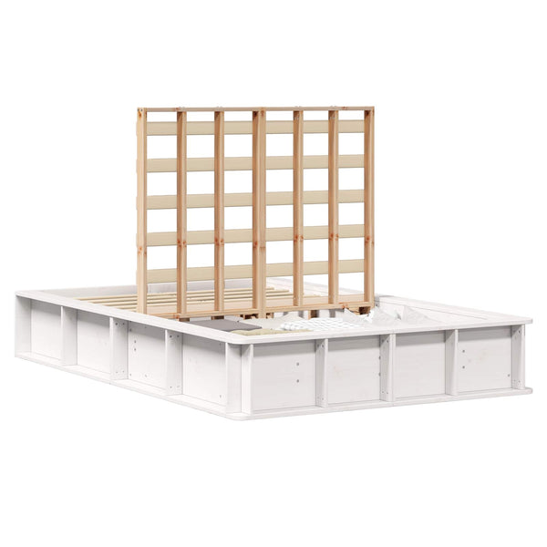 vidaXL Bed Frame White 140 x 200 cm Solid Pine Wood