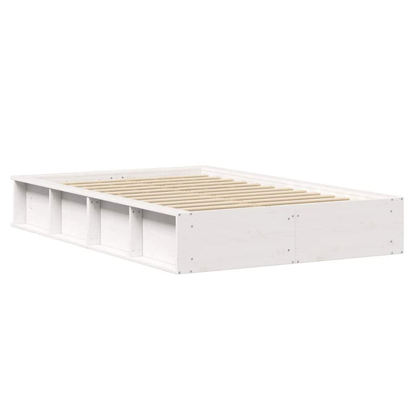 vidaXL Bed Frame White 140 x 200 cm Solid Pine Wood
