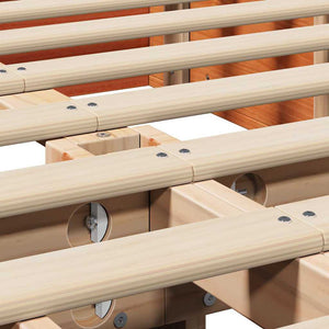 vidaXL Bed Frame Waxed Brown 140 x 200 cm Solid Pine Wood