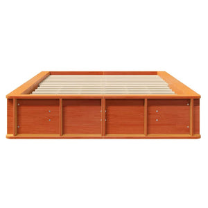 vidaXL Bed Frame Waxed Brown 140 x 200 cm Solid Pine Wood