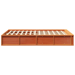 vidaXL Bed Frame Waxed Brown 140 x 200 cm Solid Pine Wood