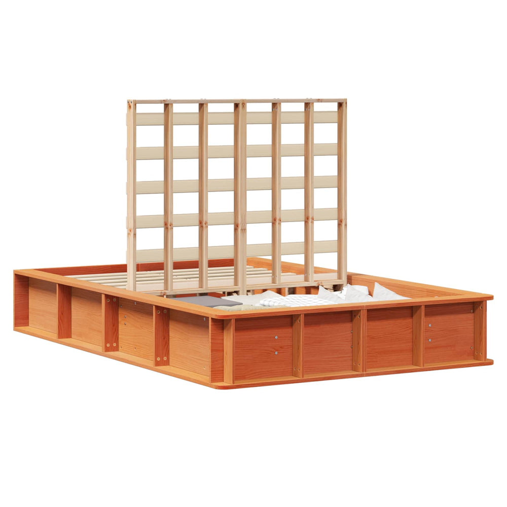 vidaXL Bed Frame Waxed Brown 120 x 200 cm Solid Pine Wood