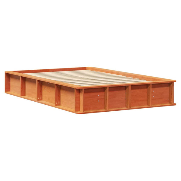 vidaXL Bed Frame Waxed Brown 120 x 200 cm Solid Pine Wood