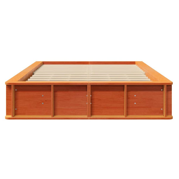 vidaXL Bed Frame Waxed Brown 120 x 200 cm Solid Pine Wood