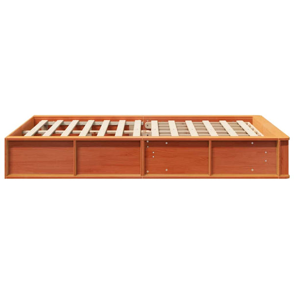vidaXL Bed Frame Waxed Brown 120 x 200 cm Solid Pine Wood