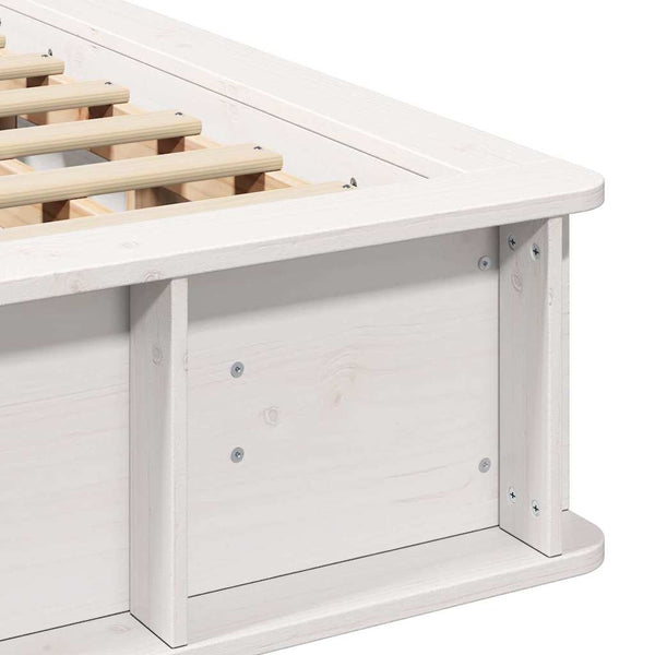 vidaXL Bed Frame White 140 x 190 cm Solid Pine Wood