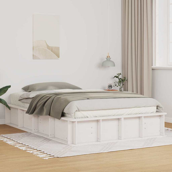 vidaXL Bed Frame White 140 x 190 cm Solid Pine Wood