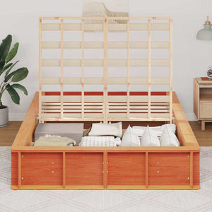vidaXL Bed Frame Waxed Brown 140 x 190 cm Solid Pine Wood