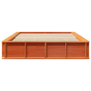 vidaXL Bed Frame Waxed Brown 140 x 190 cm Solid Pine Wood