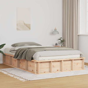 vidaXL Bed Frame Brown 135 x 190 cm Solid Pine Wood