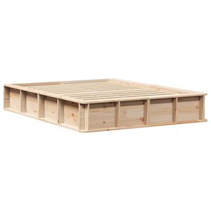 vidaXL Bed Frame Brown 135 x 190 cm Solid Pine Wood