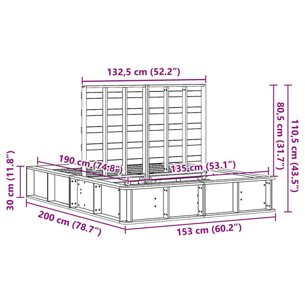 vidaXL Bed Frame Brown 135 x 190 cm Solid Pine Wood