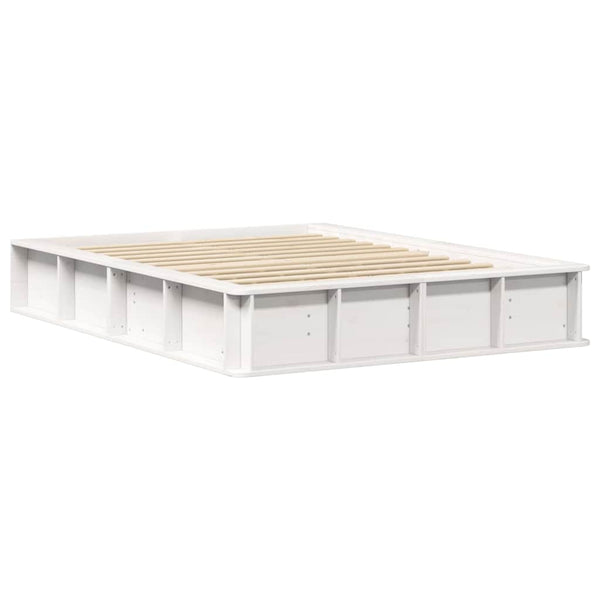 vidaXL Bed Frame White 135 x 190 cm Solid Pine Wood