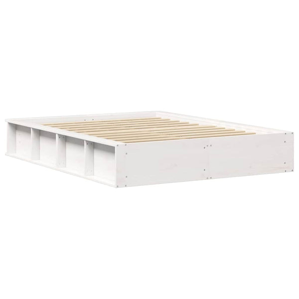 vidaXL Bed Frame White 135 x 190 cm Solid Pine Wood