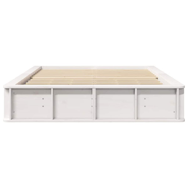 vidaXL Bed Frame White 135 x 190 cm Solid Pine Wood