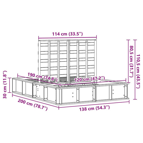 vidaXL Bed Frame Brown 120 x 190 cm Solid Pine Wood
