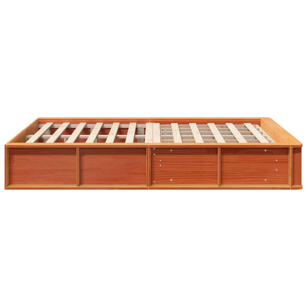 vidaXL Bed Frame Waxed Brown 120 x 190 cm Solid Pine Wood