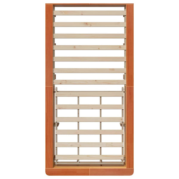 vidaXL Bed Frame Waxed Brown 100 x 200 cm Solid Pine Wood