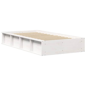 vidaXL Bed Frame White 90 x 200 cm Solid Pine Wood