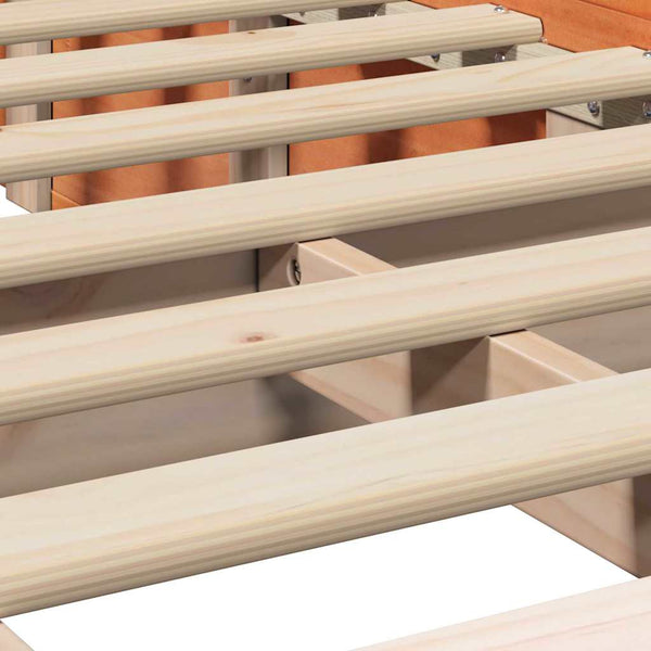 vidaXL Bed Frame Waxed Brown 90 x 200 cm Solid Pine Wood