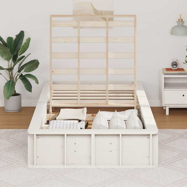 vidaXL Bed Frame White 80 x 200 cm Solid Pine Wood