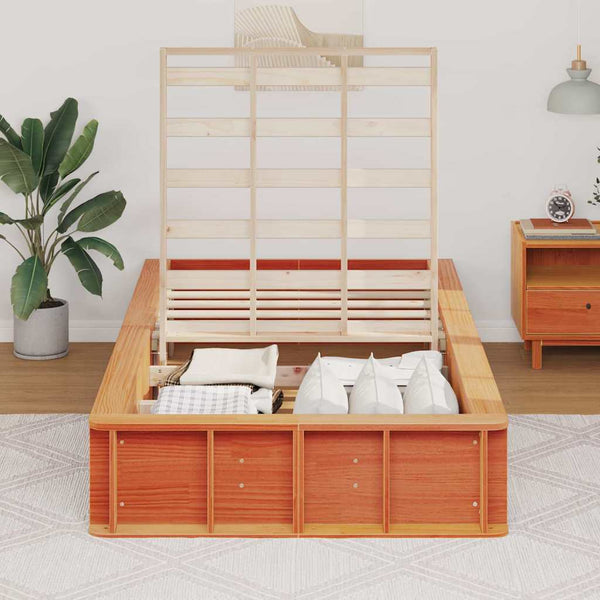 vidaXL Bed Frame Waxed Brown 80 x 200 cm Solid Pine Wood