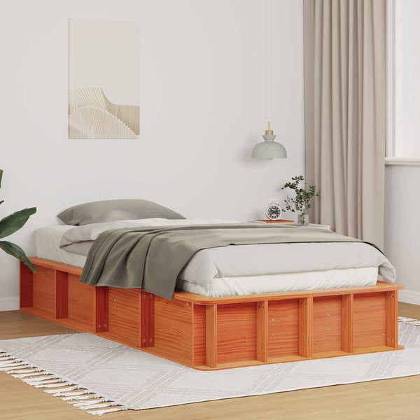 vidaXL Bed Frame Waxed Brown 90 x 190 cm Solid Pine Wood