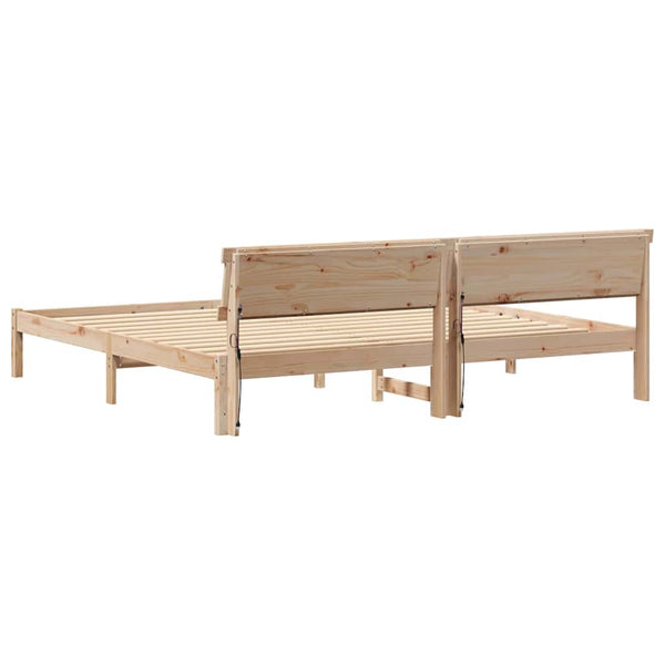 vidaXL Bed Frame with Headboard Brown 200 x 200 cm Solid Pine Wood