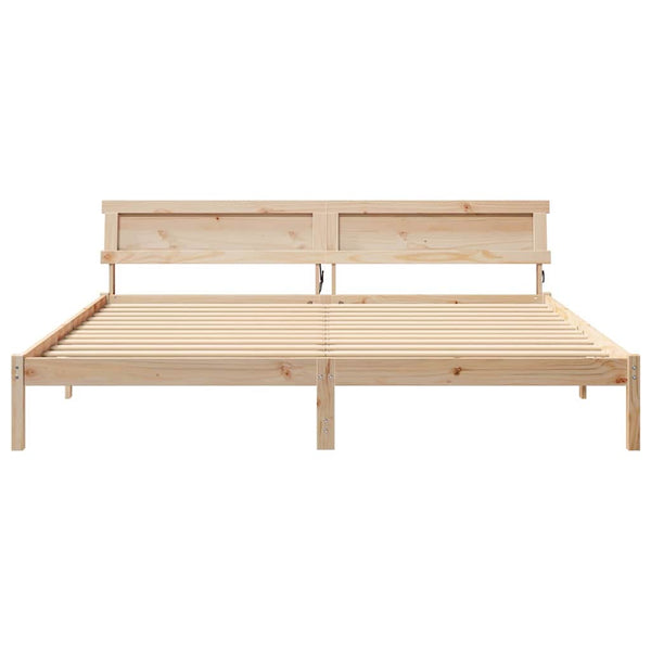 vidaXL Bed Frame with Headboard Brown 200 x 200 cm Solid Pine Wood