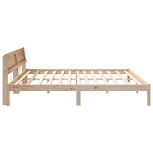 vidaXL Bed Frame with Headboard Brown 200 x 200 cm Solid Pine Wood