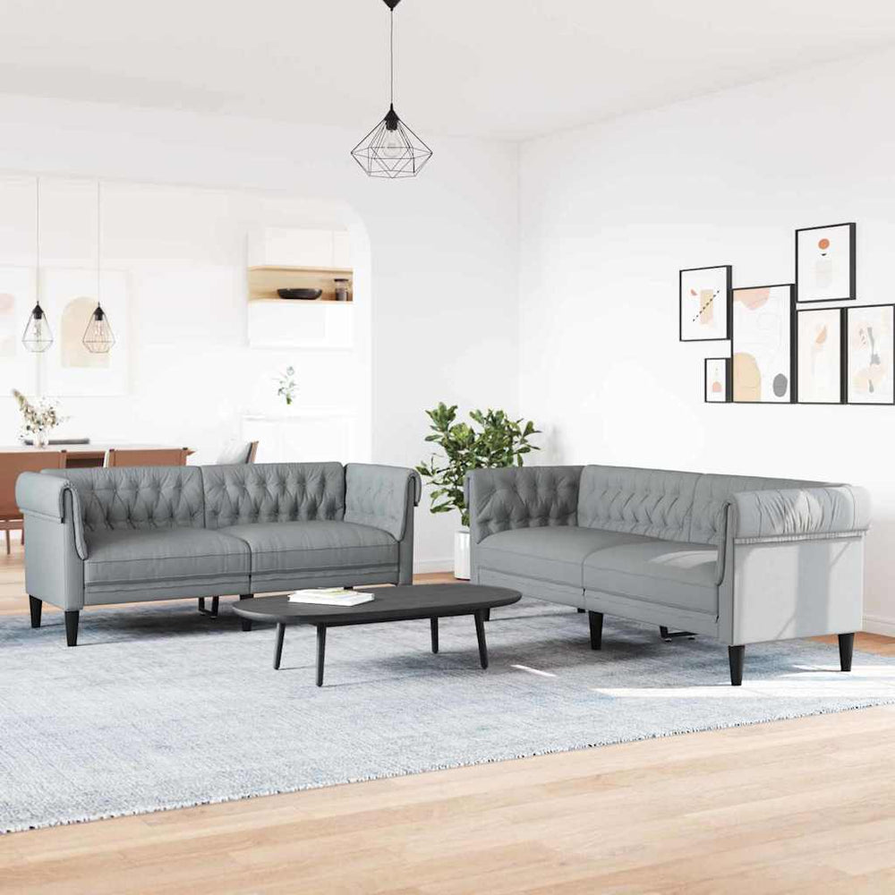 vidaXL Living Room Sofa 2 pcs Light Grey 201.5 x 74.5 x 74.5 cm Fabric