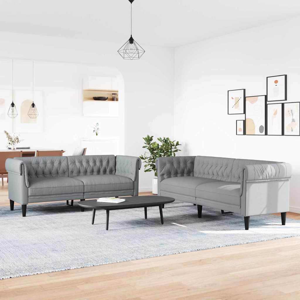 vidaXL Living Room Sofa 2 pcs Light Grey 201.5 x 74.5 x 74.5 cm Fabric