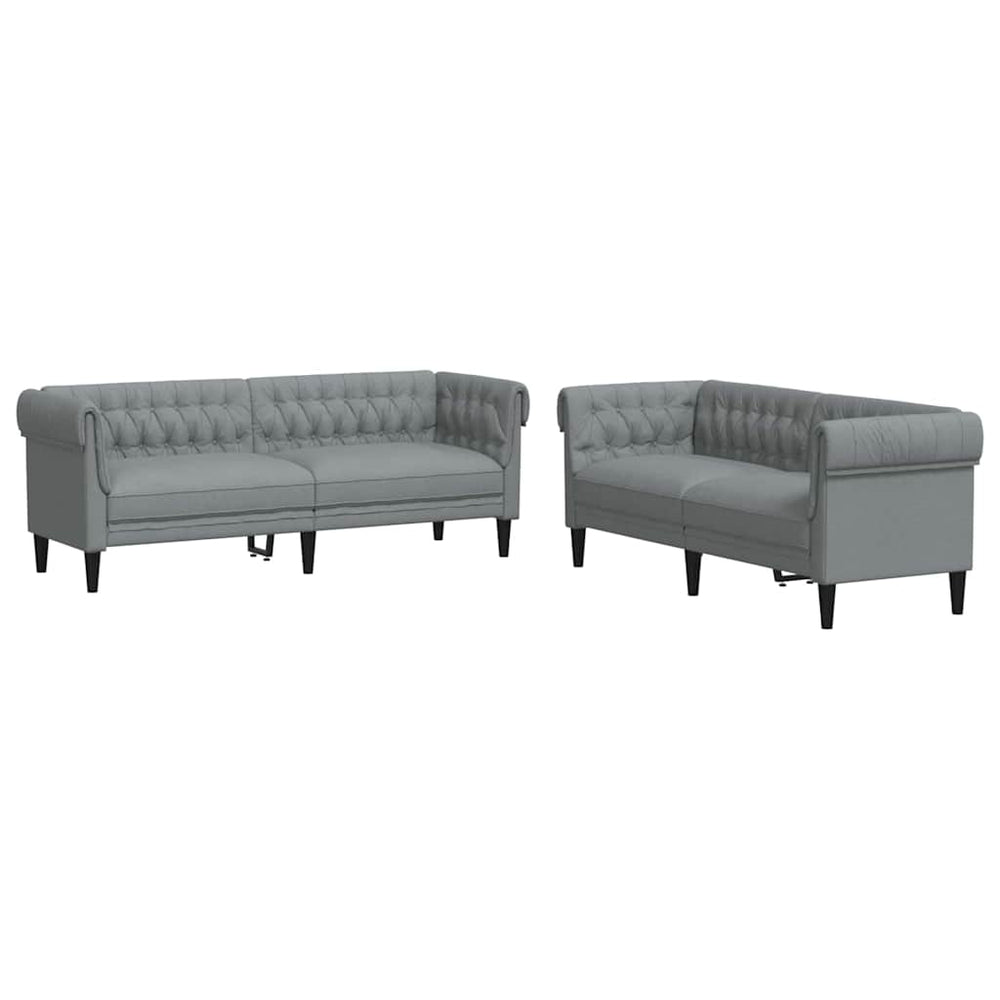 vidaXL Living Room Sofa 2 pcs Light Grey 201.5 x 74.5 x 74.5 cm Fabric