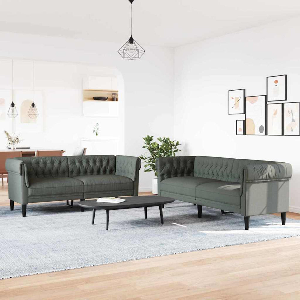 vidaXL Living Room Sofa 2 pcs Dark Grey 201.5 x 74.5 x 74.5 cm Fabric